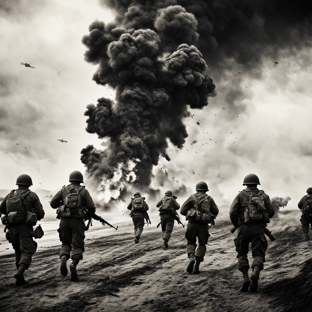Omaha Beach Landing: War Photography in Gritty Realism