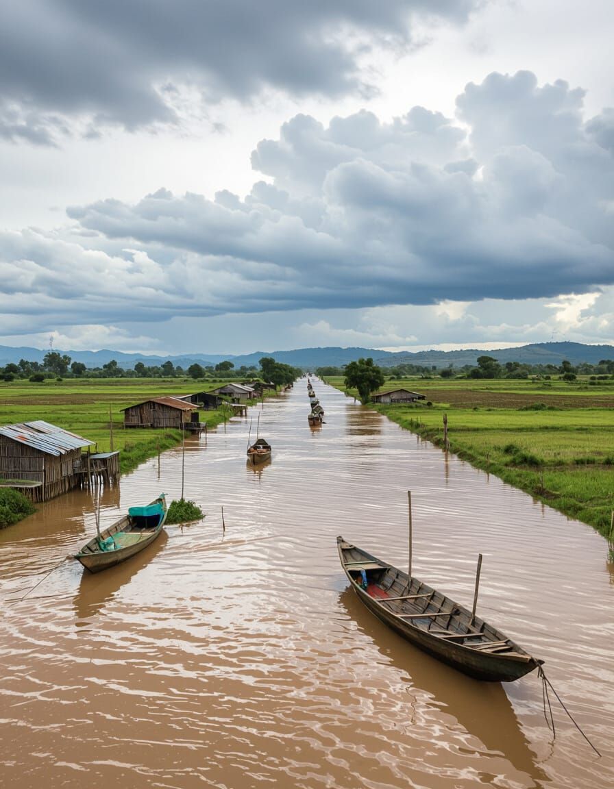 Flooded Farmland in Bolivia During Rainy Season