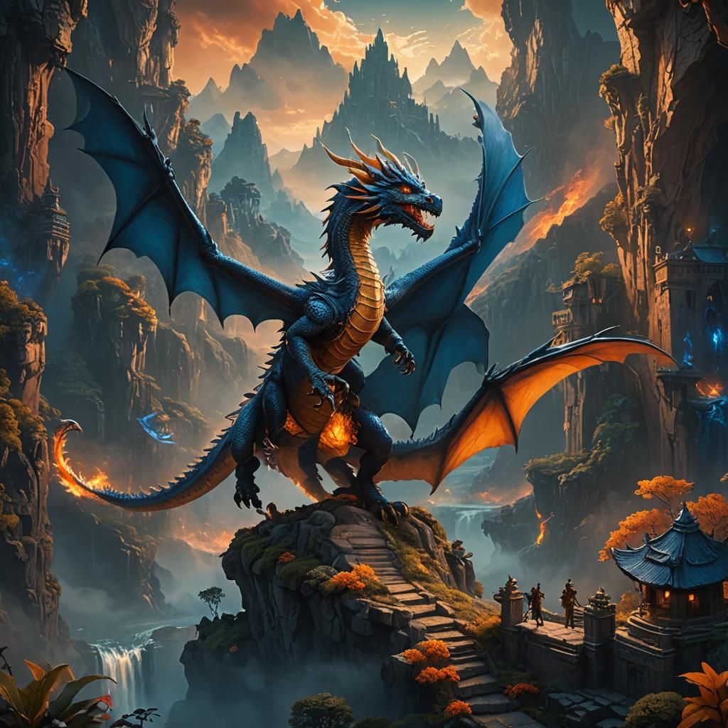 Dragon Soars Through Mystical Realm in Vibrant Colors