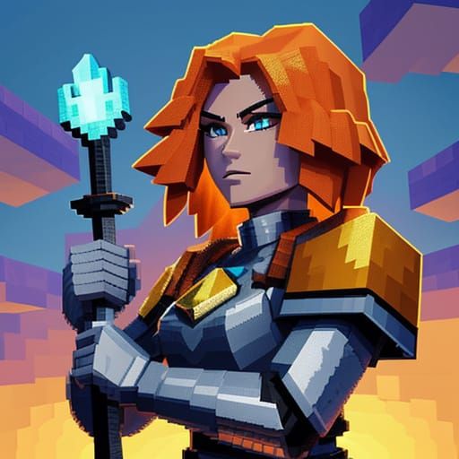 Minecraft Pixel Art Sunset Landscape