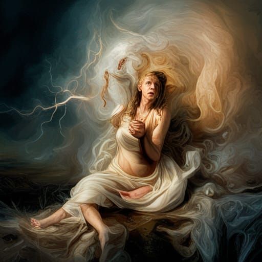 Dramatic Childbirth Scene in Hyperrealistic Style