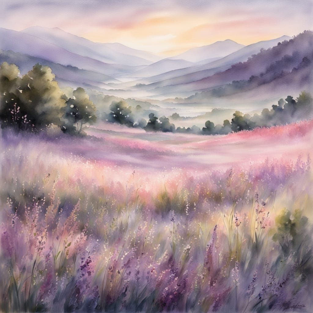 Lavender Valley in Watercolor Mist