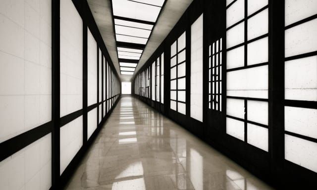 Ominous Infinite School Hallway at 4 A.M.