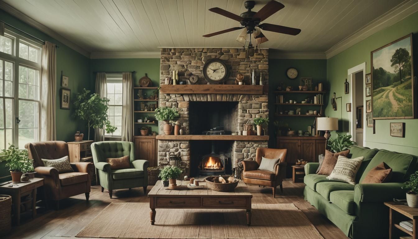 Cozy Farmhouse Living Room in Cinematic Style