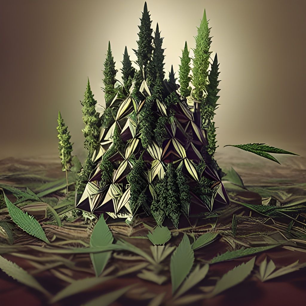 Geometric Origami Forest of Cannabis Buds