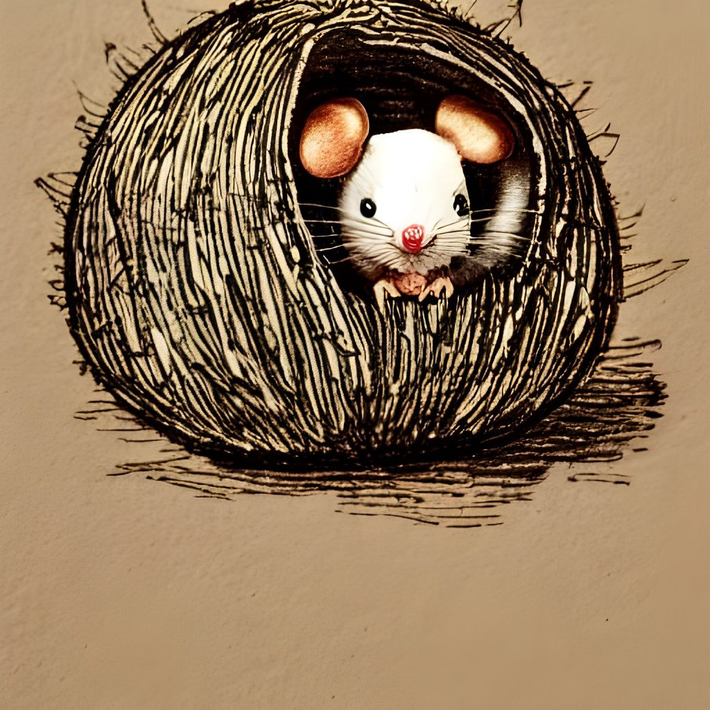Mouse in Coconut Shell, Storybook Illustration