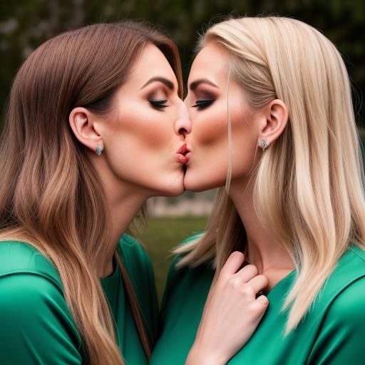 Two Women Sharing a Kiss