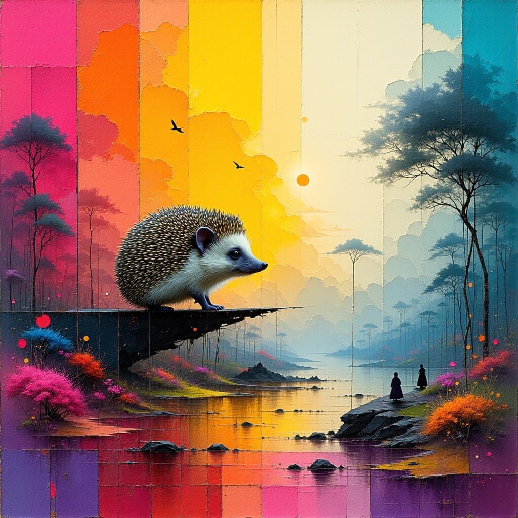 Surreal Hedgehog Embarks on Enchanted Odyssey in Whimsical A...