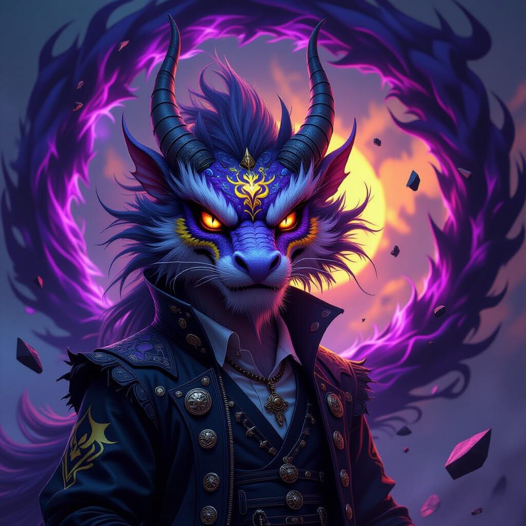 Furry Chinese Dragon with Spectral Scythe Aura