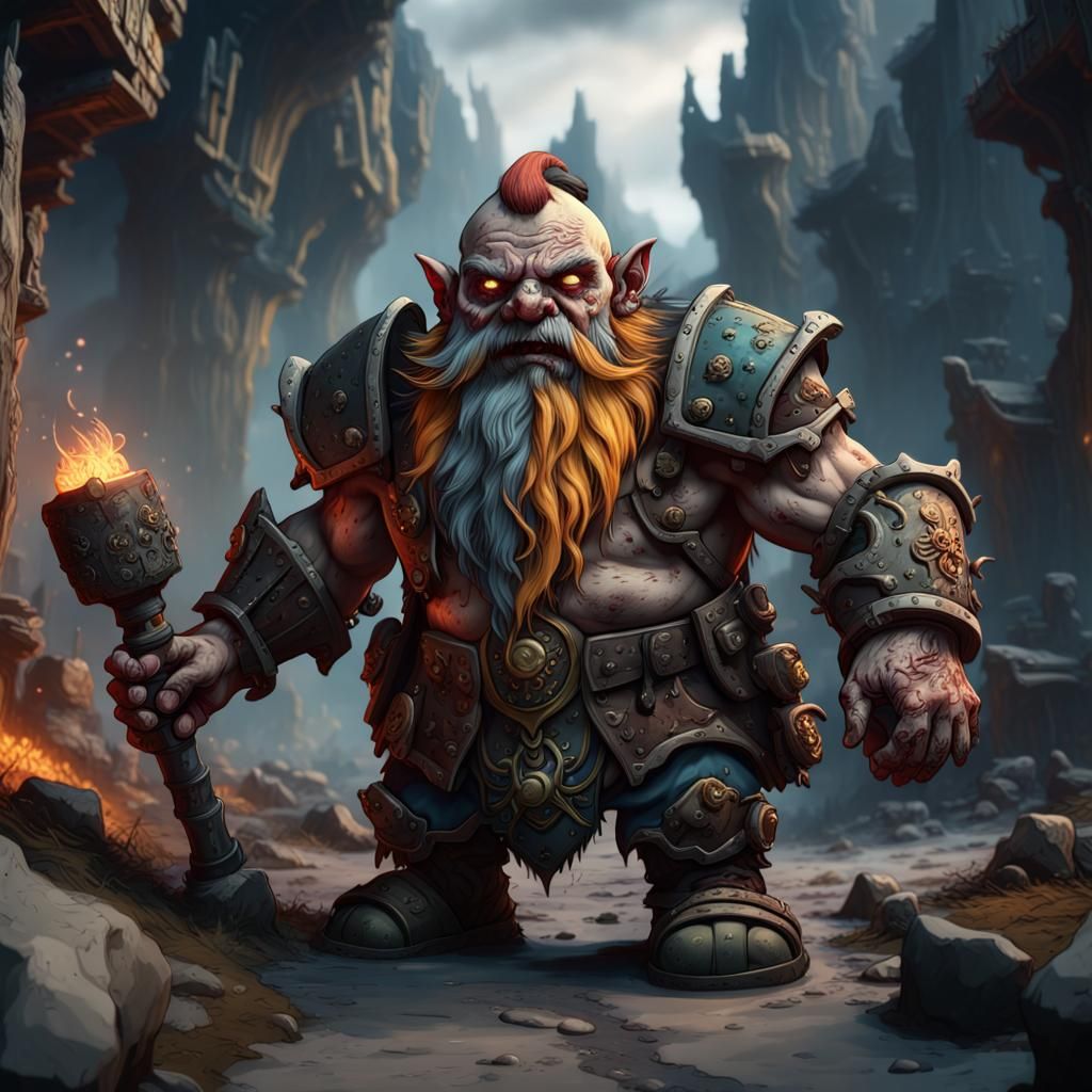 Detailed Zombie Dwarf Matte Painting