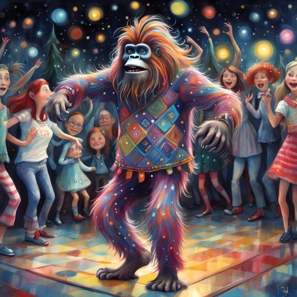 Bigfoot Busts a Move: Whimsical Disco Sasquatch