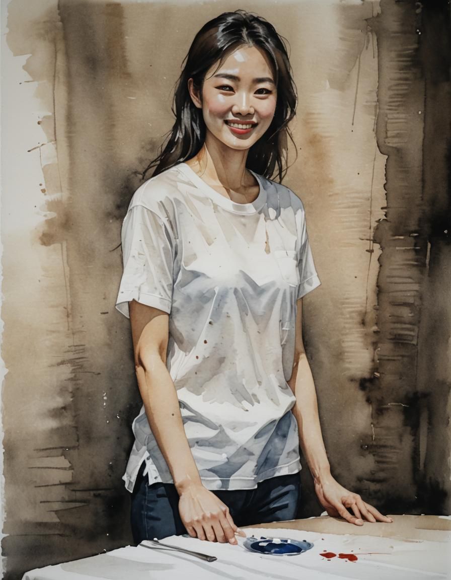 Ethereal Korean Woman in a Tempting Glare