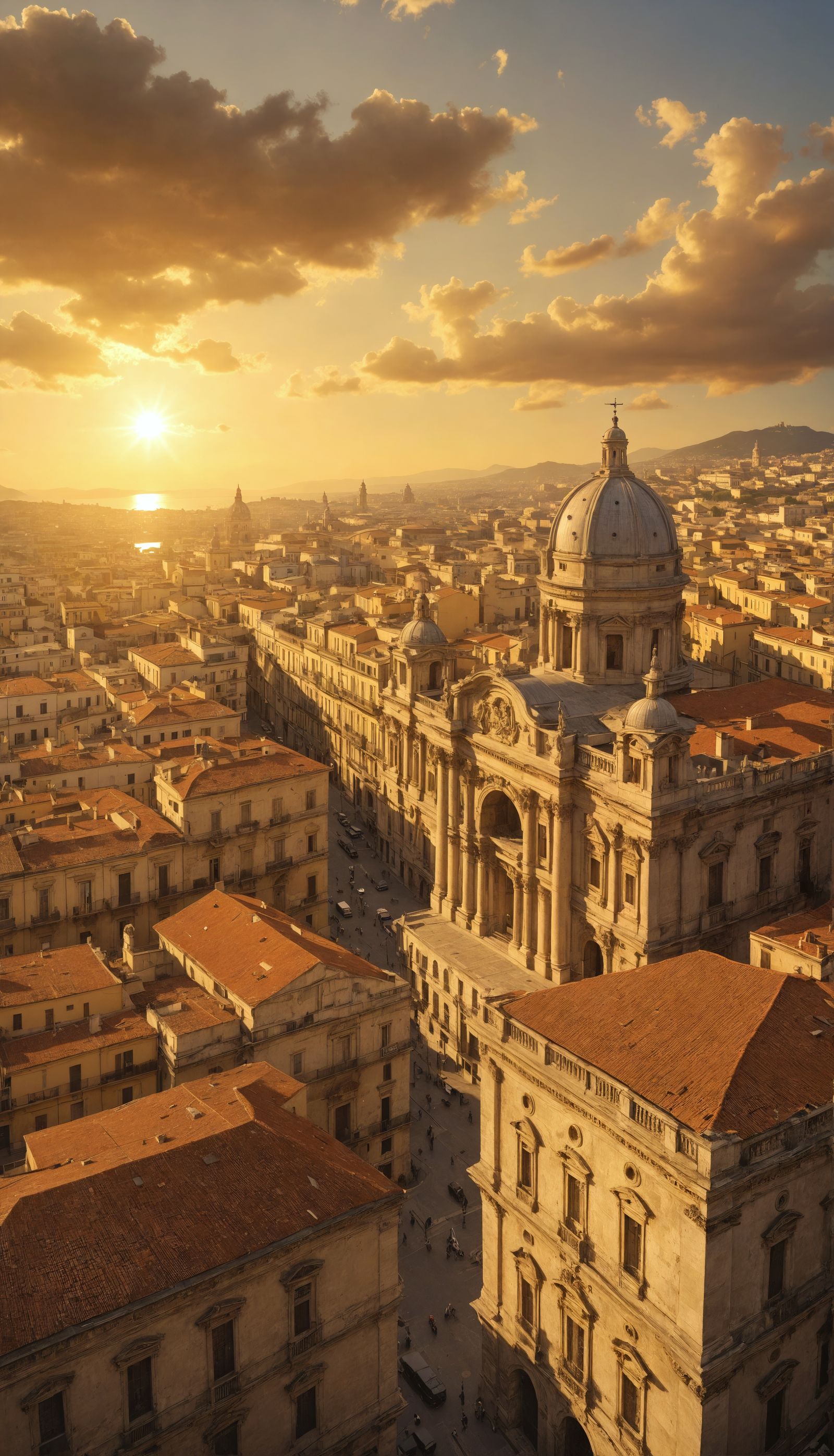 Naples Baroque Architecture in Academic Drawing Style