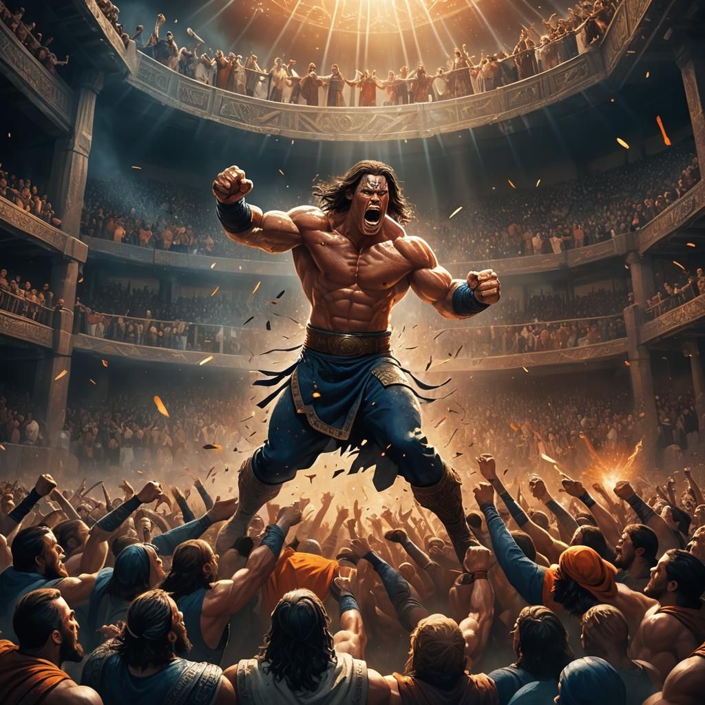 Epic Battle in Mystical Arena: Fantasy Concept Art