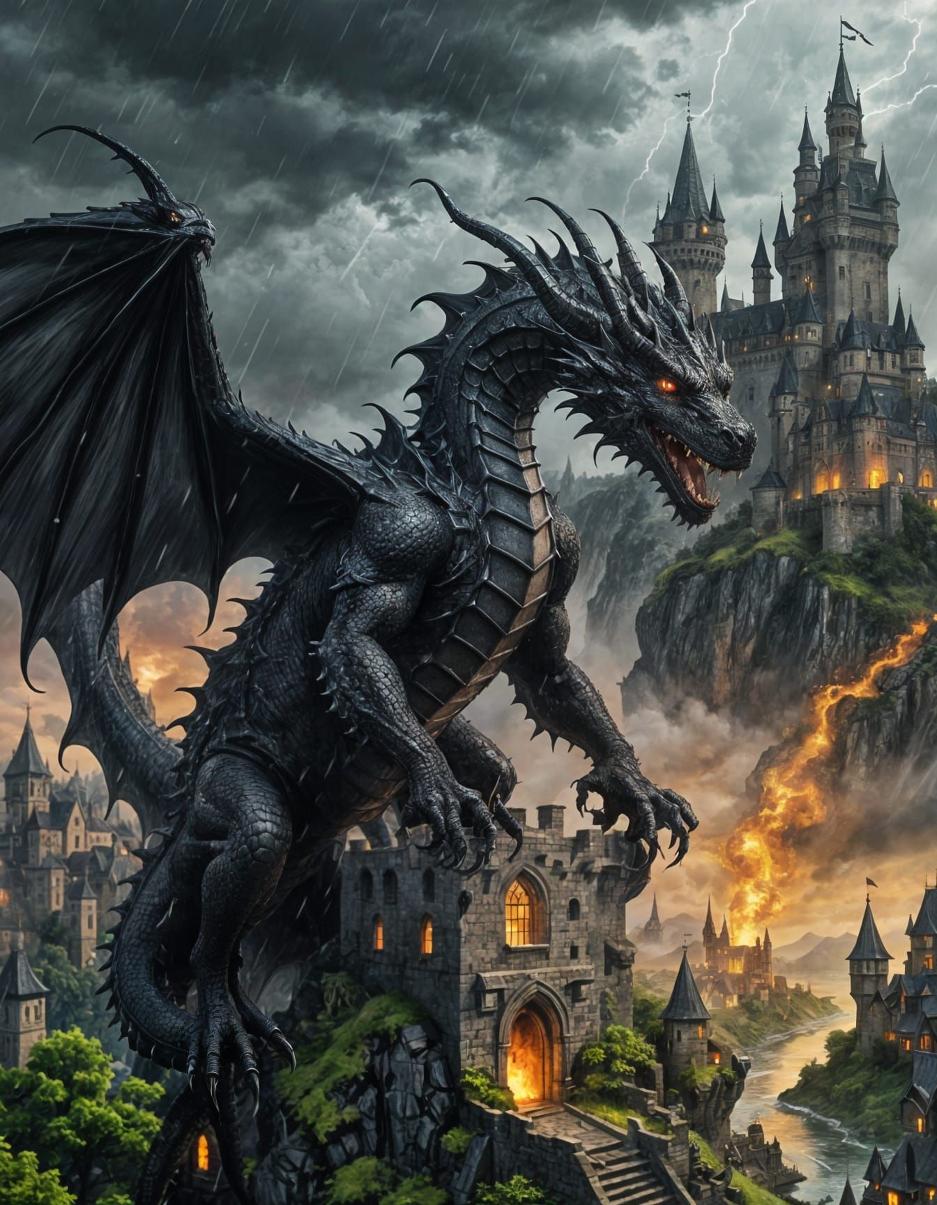 Black Dragon's Acid Breath Rains on Castle