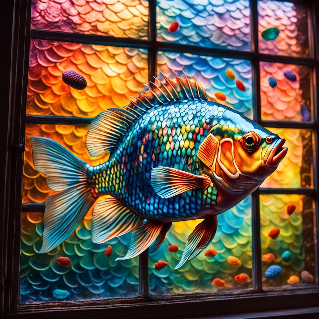 Surreal Candy Fish Jumps into Window in Hyperrealistic Splas...