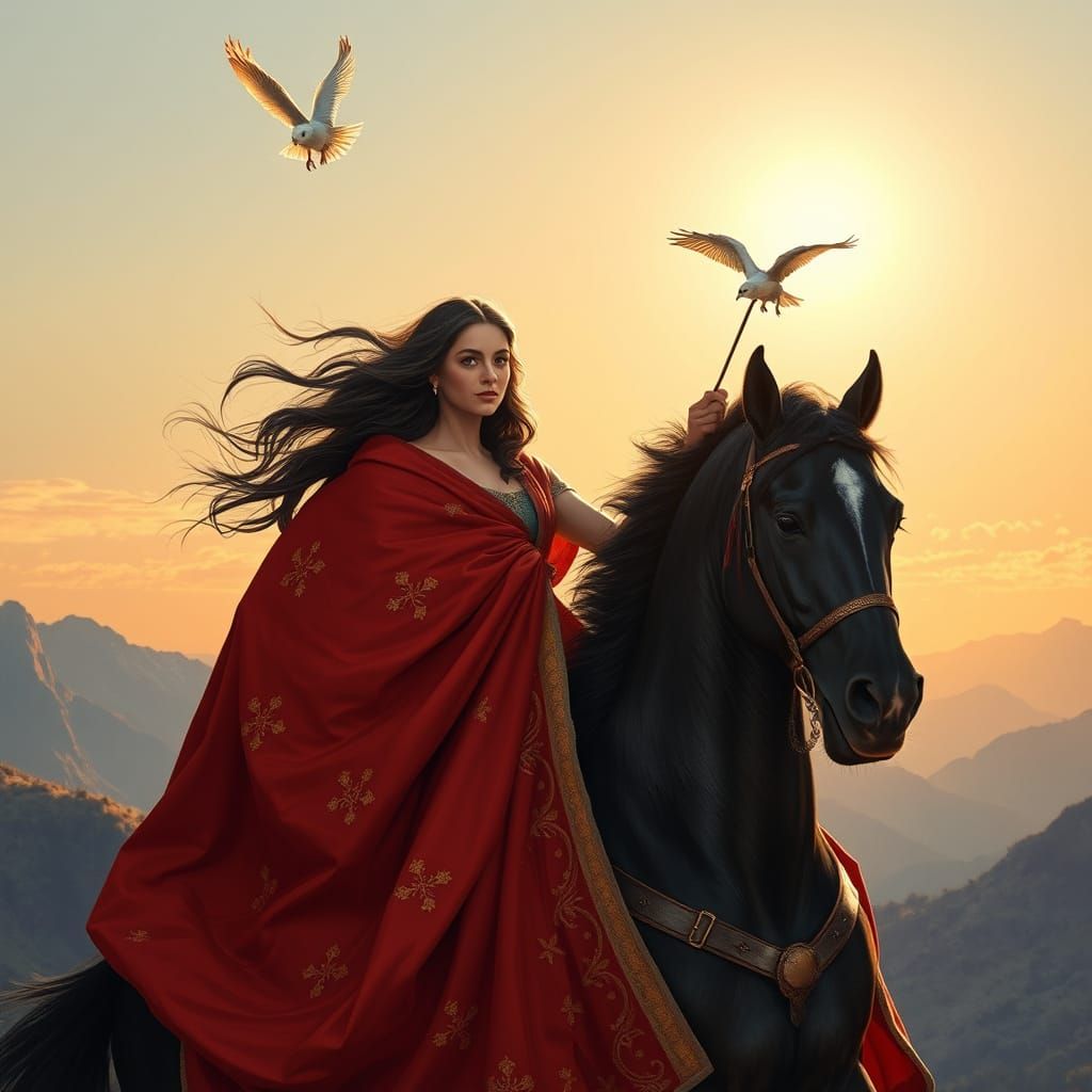 Adelaide Kane on Rearing Arabian Horse, Ethereal Oil Paintin...