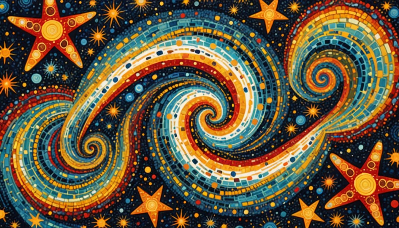 Mystical Stars in Yemen Vortexes - Aboriginal Dot Painting