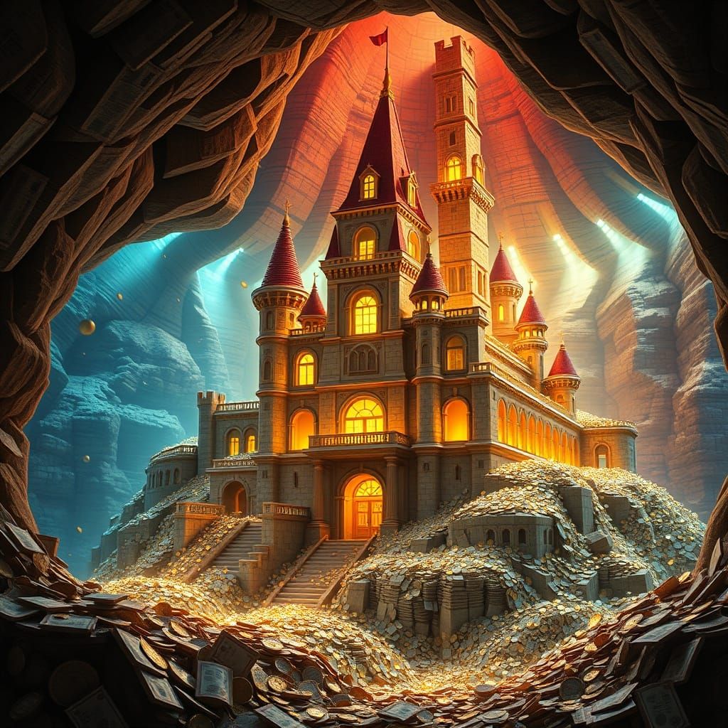 Fantasy Castle of Money Inside Earth