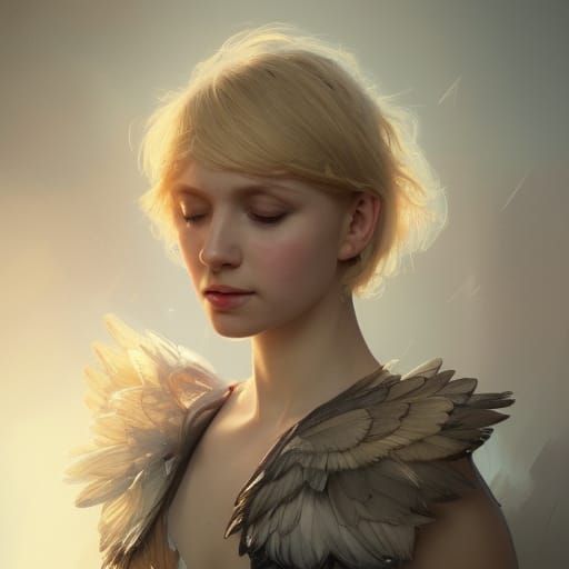 Little Princess with Goose Wings Portrait