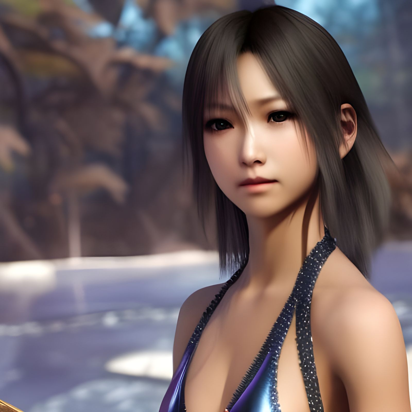 Photorealistic Yuna in Crystal Bikini