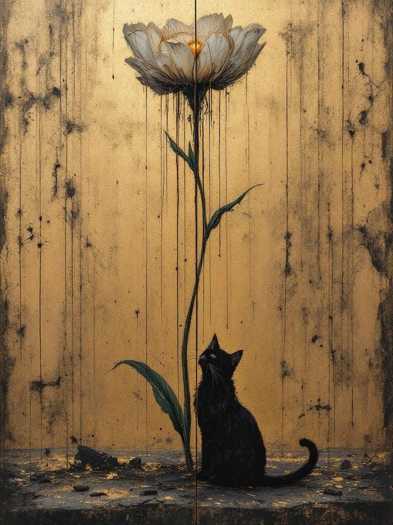 Cat Under Flower with Corrupted Divinity