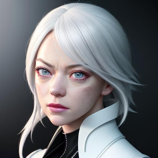 Hyperrealistic Emma Stone as Live-Action Superhero