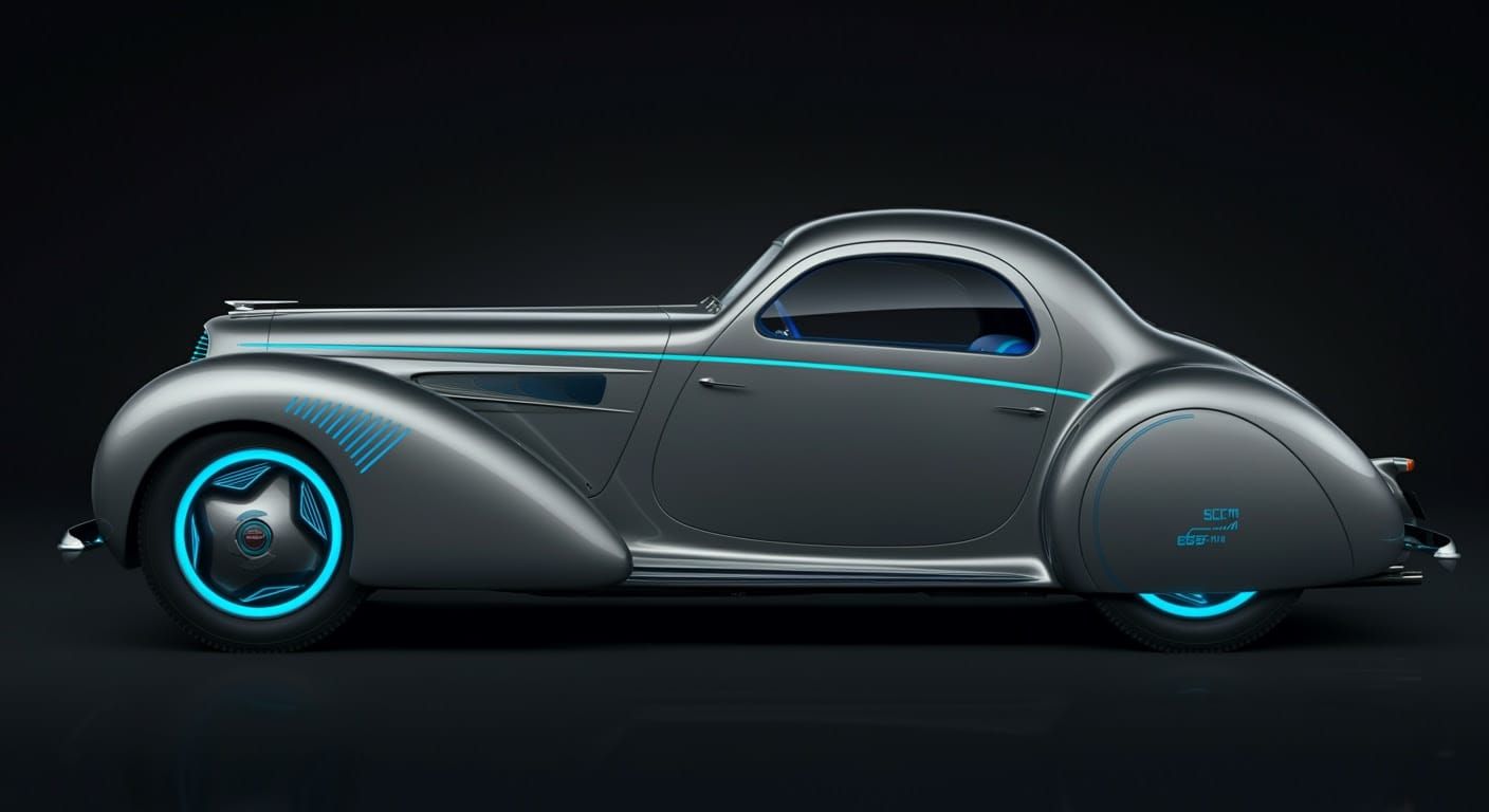 Futuristic 1937 Delahaye Coupe Restomod in Art Deco Style
