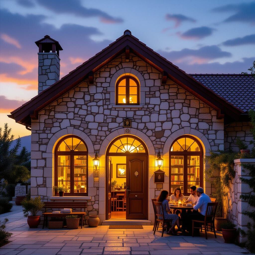 Serene Jewish Home at Sunset in Traditional Style