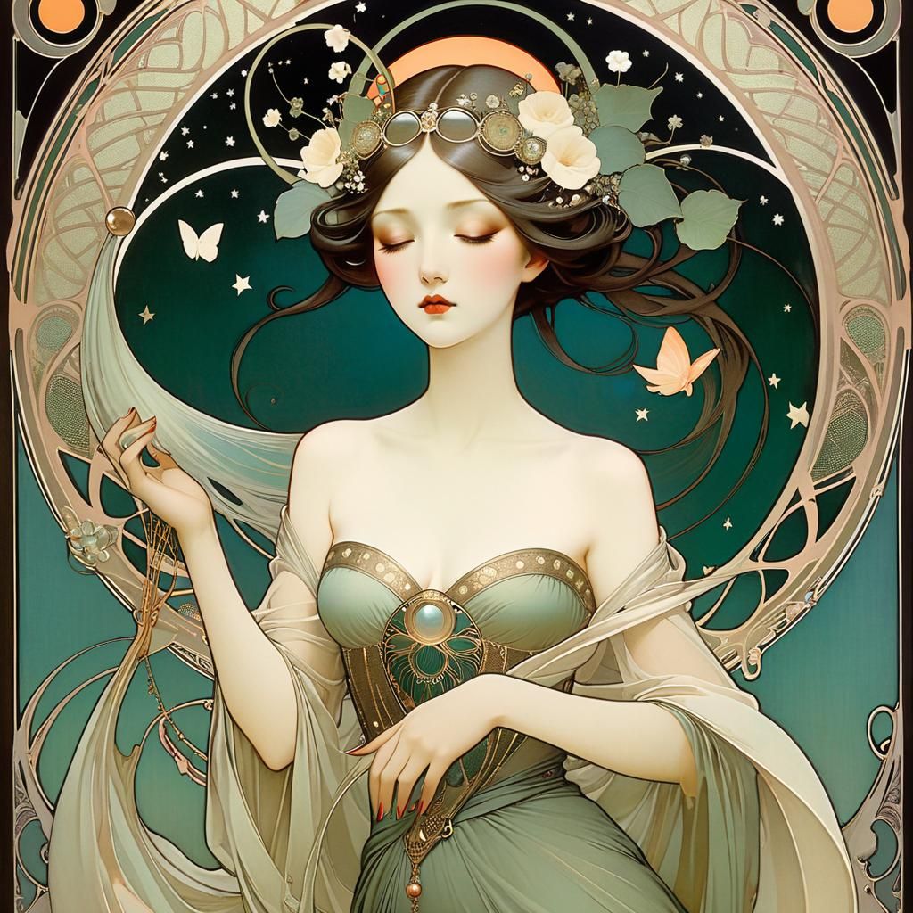 Dreamy Bliss: An Art Nouveau-Inspired Image