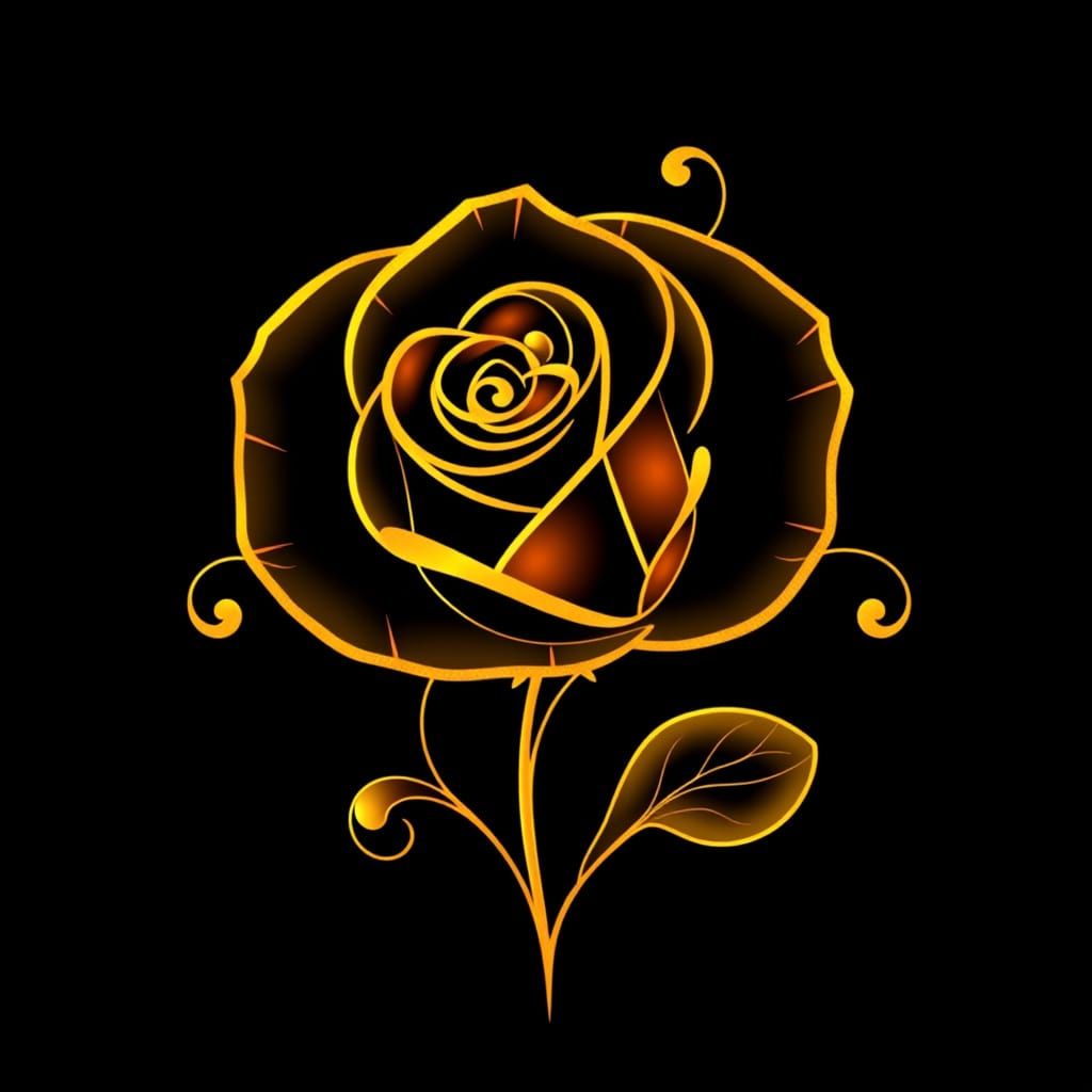 Art Nouveau Gold Rose Flourish in Klimt and Mucha Style