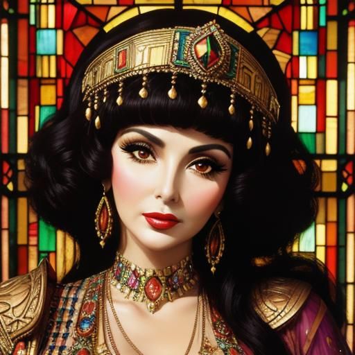 Gina Lollobrigida as Cleopatra in Klimt Art Deco Style