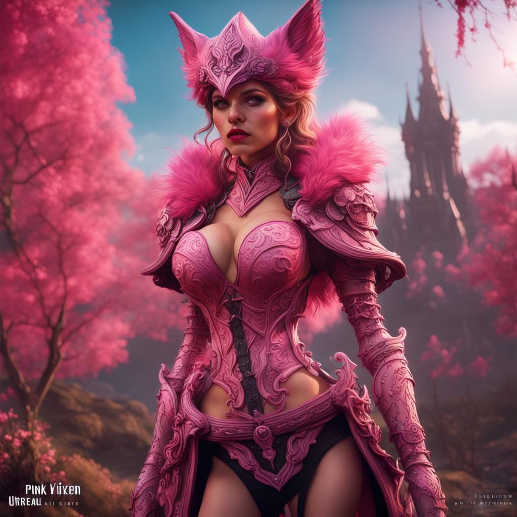 Fantastical Pink Vixen in Detailed Matte Painting