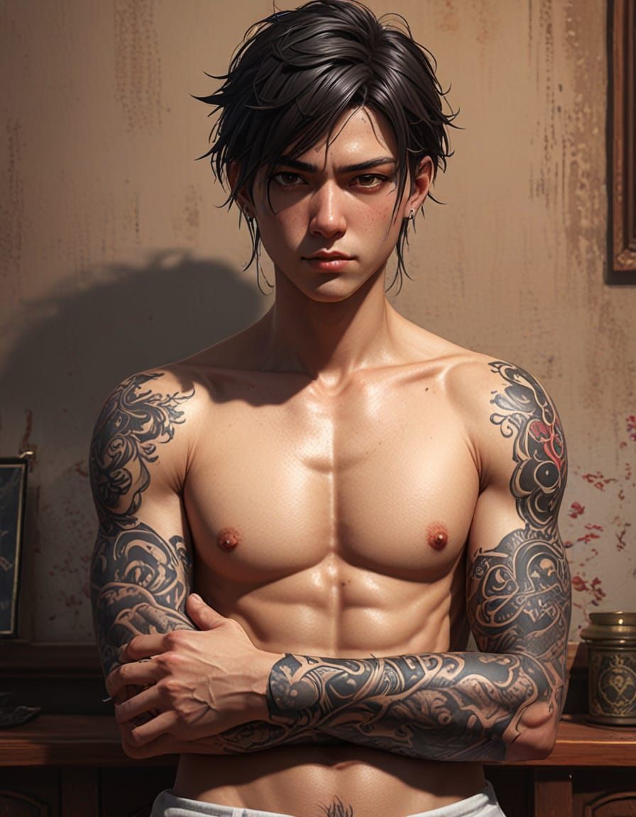 Anime Fantasy Mafia Boss in Dreamy Oil Painting Style