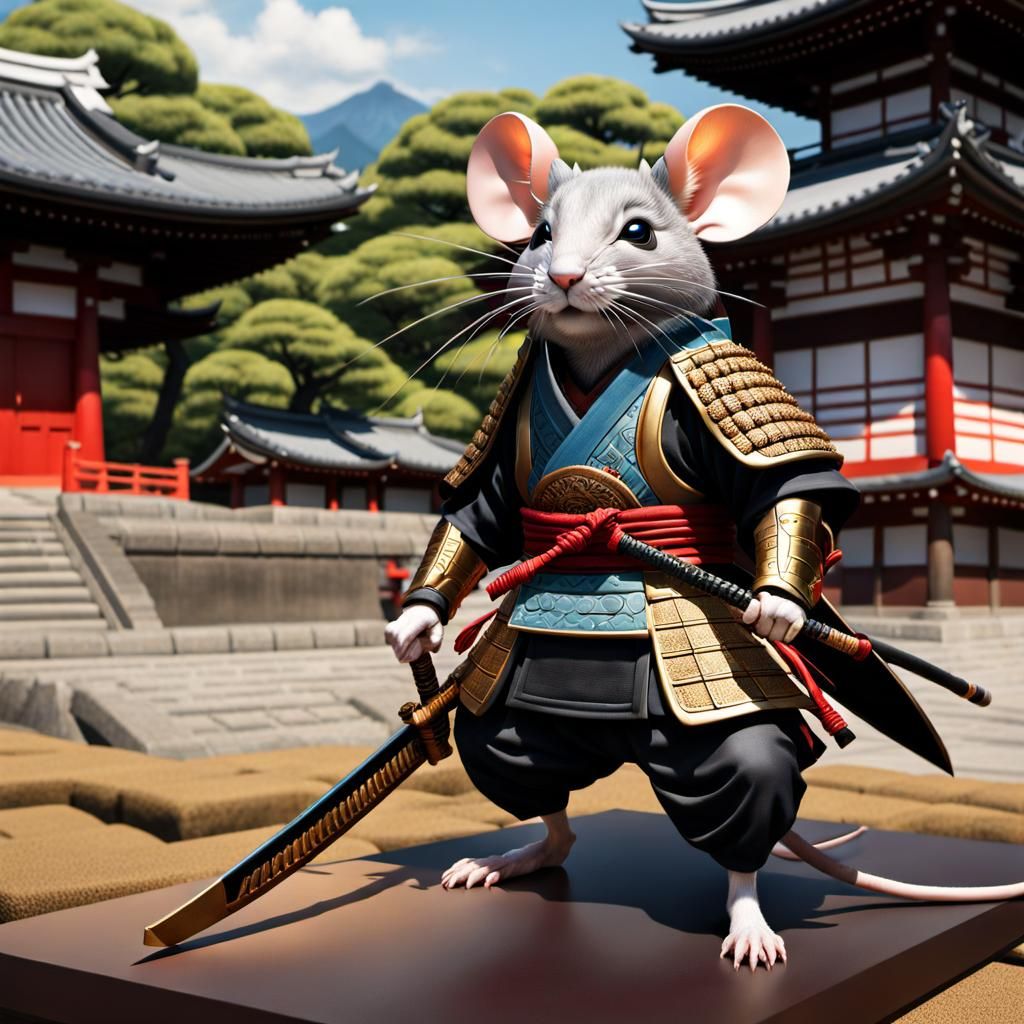 Epic Mouse Samurai Ready for Battle