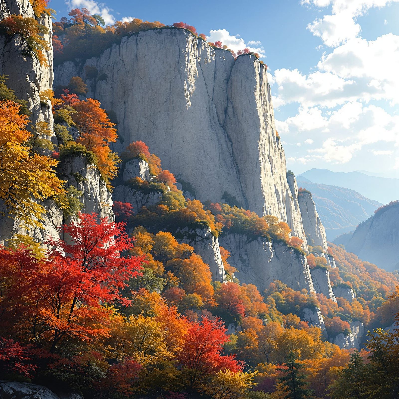 Sci-Fi Book Cover: Mountain Park with Autumn Maple Trees