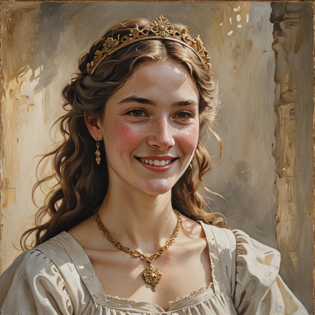 Medieval Maid Portrait in Oil Painting Style