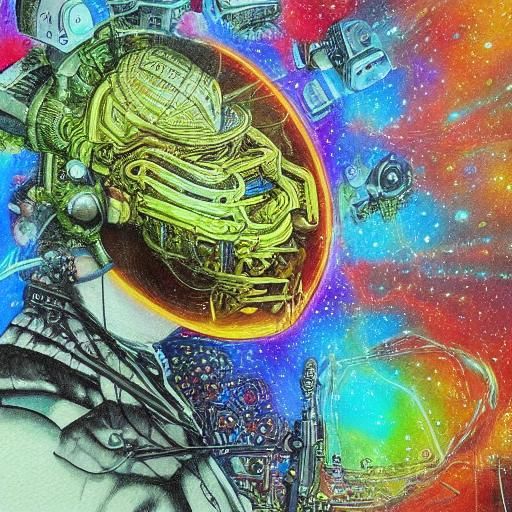 Surreal Sci-Fi Brain with Glowing Chemicals