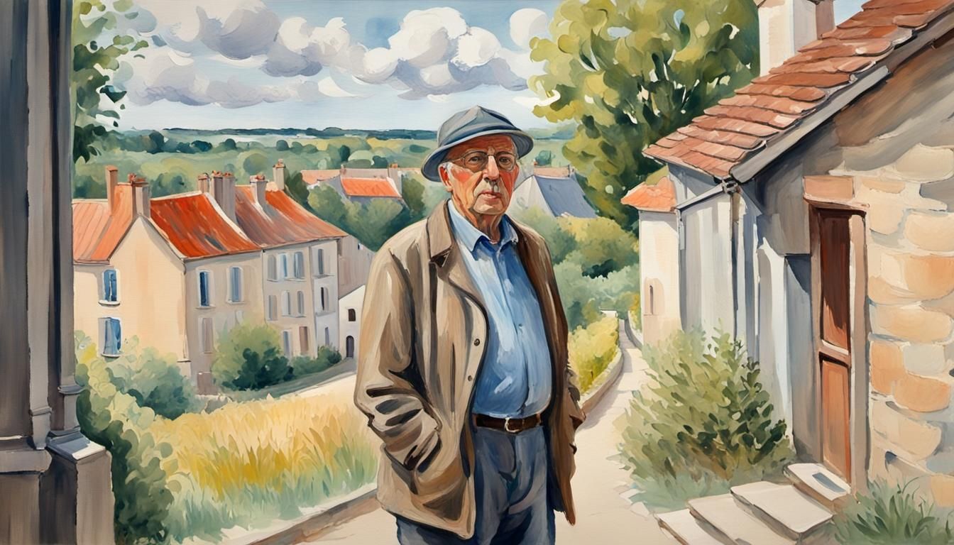 Jacques Tati Gouache Painting in a Jar