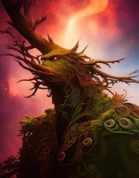 Treebeard in a spooky forest