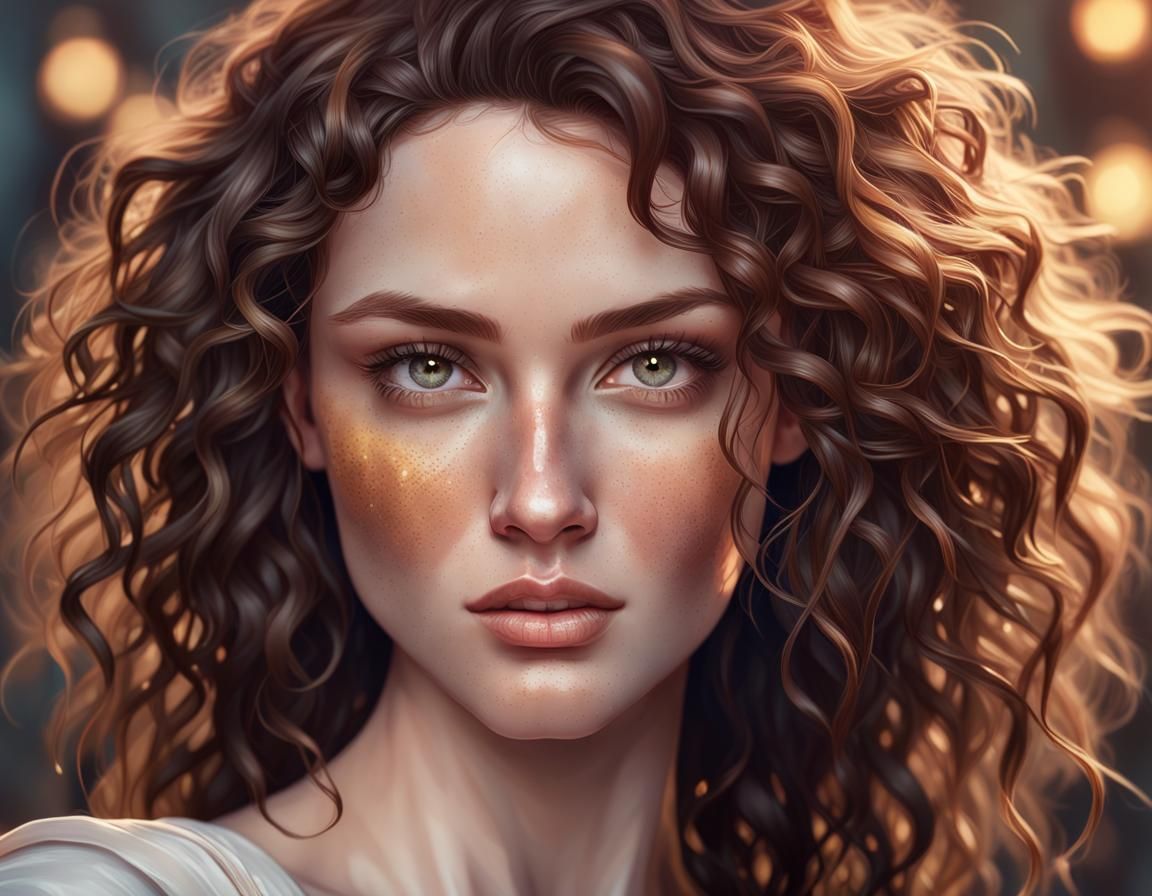 Brunette Angel Portrait in Hyperdetailed Style