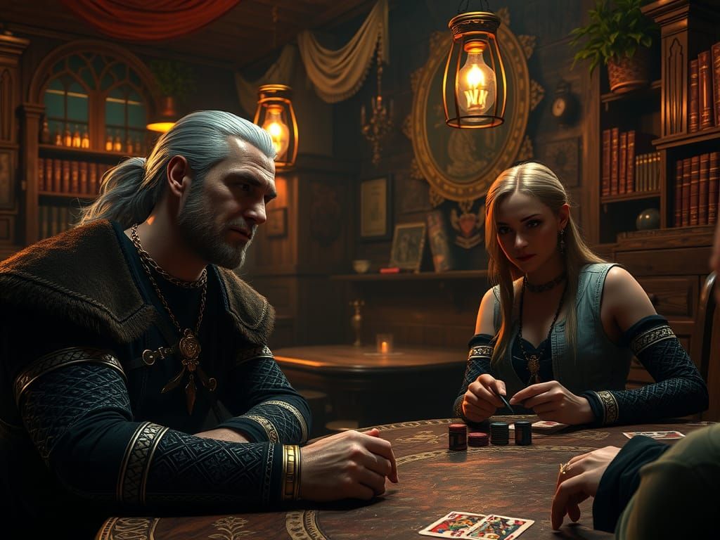 Geralt aka The Witcher playing poker