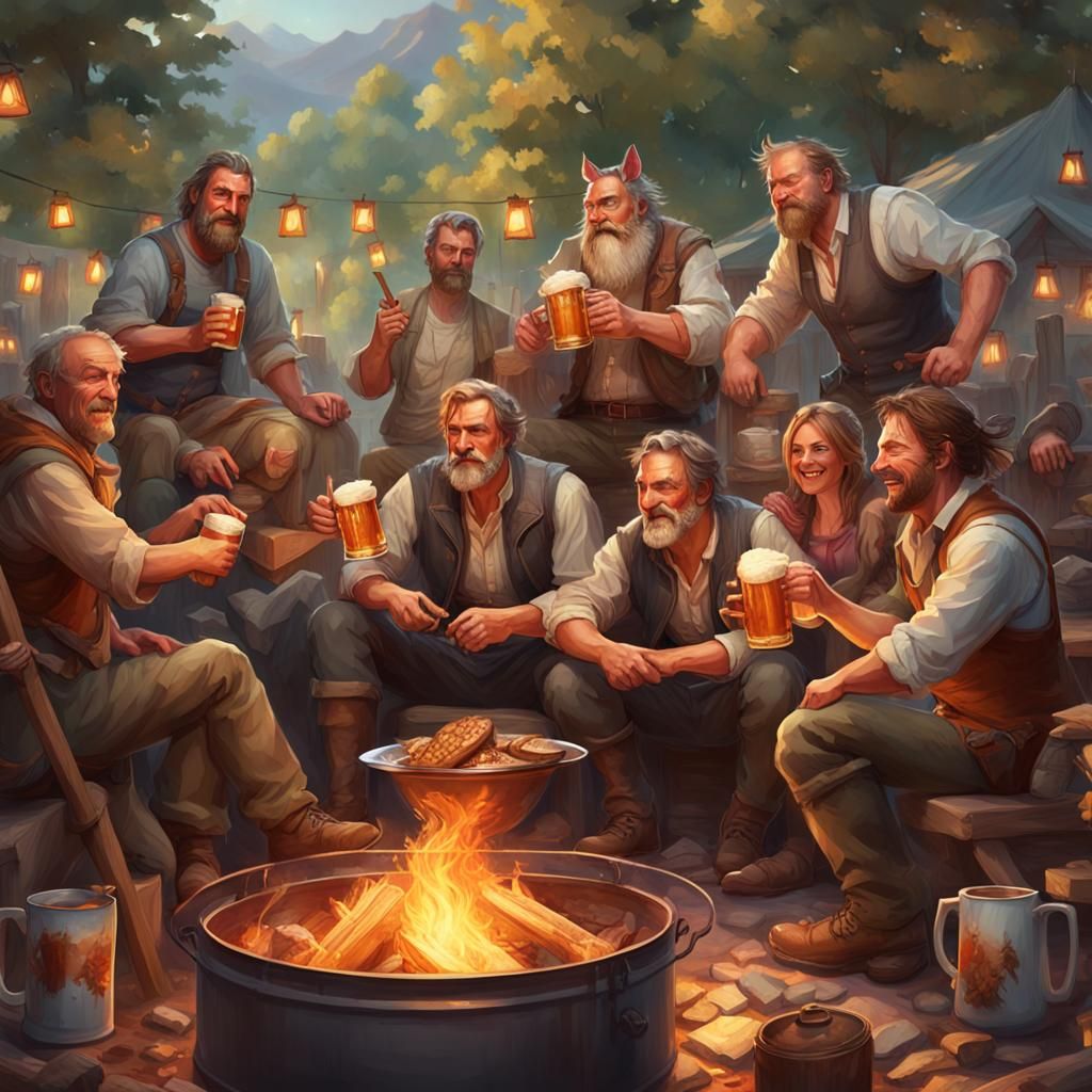 Appalachian Hog Roast Party, Hyperdetailed Concept Art