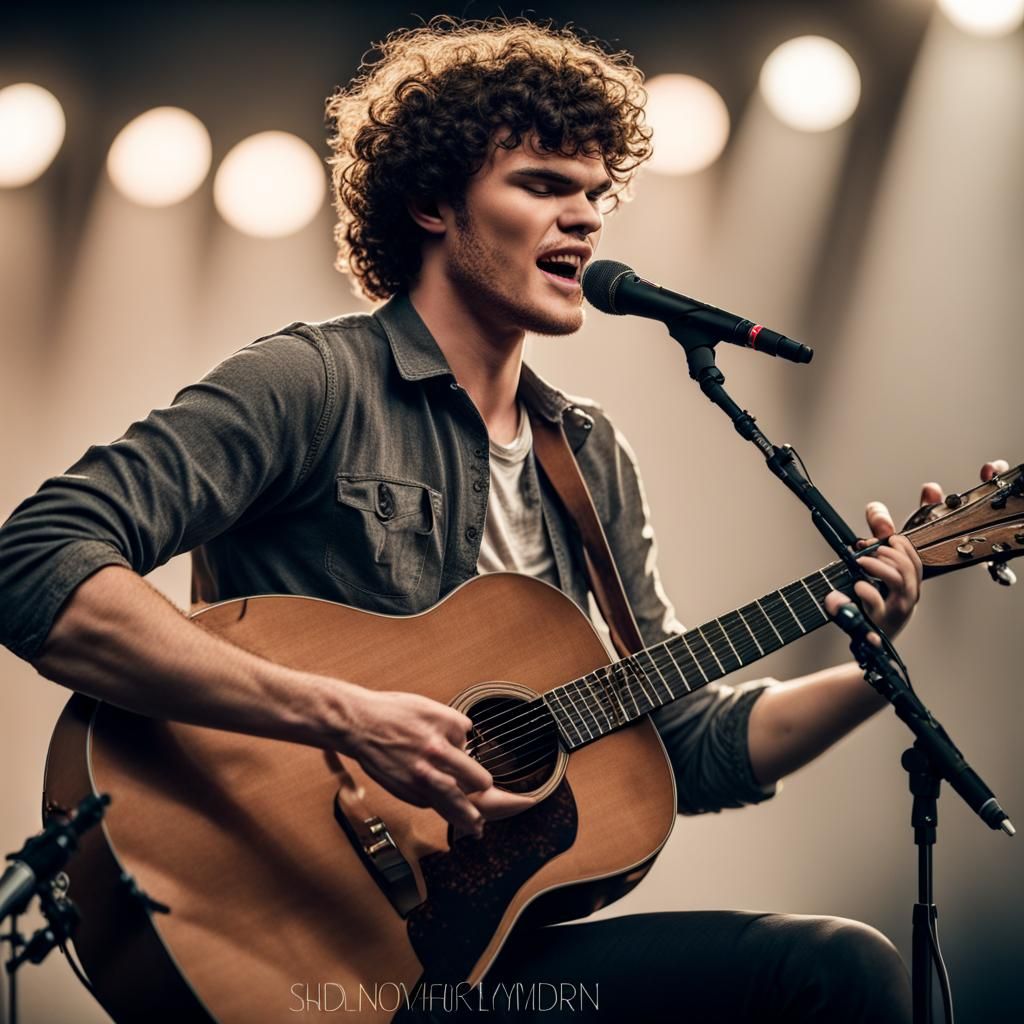 Hyperrealistic Singer Eyes Closed at Microphone