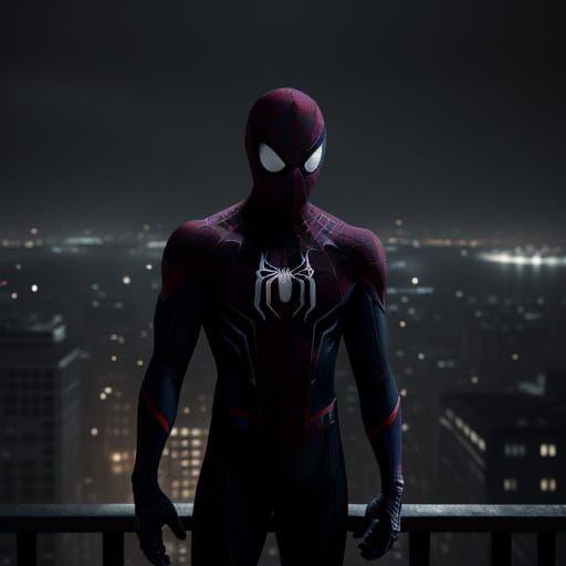 Heroic Spider-Man in Dark, Moody Cinematic Art