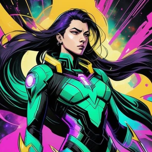 Superheroine Arrives on Cosmic Planet in Vibrant Comic Art