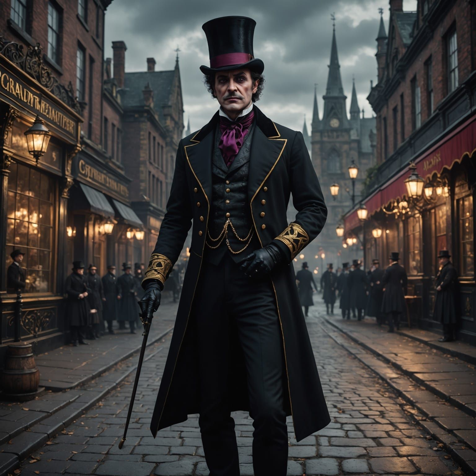 Gothic Victorian Ringmaster in Splendid Black Attire