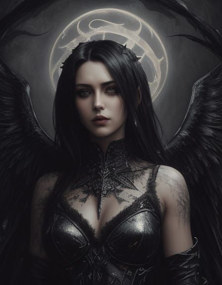 Dark Angel in Grunge Oil Painting Style