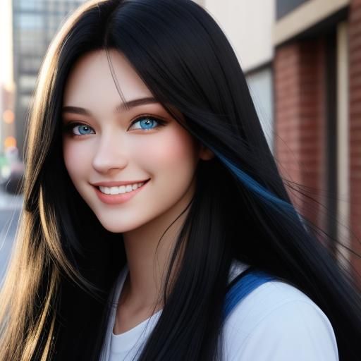 Portrait of a Smiling Teen Girl with Blue Eyes