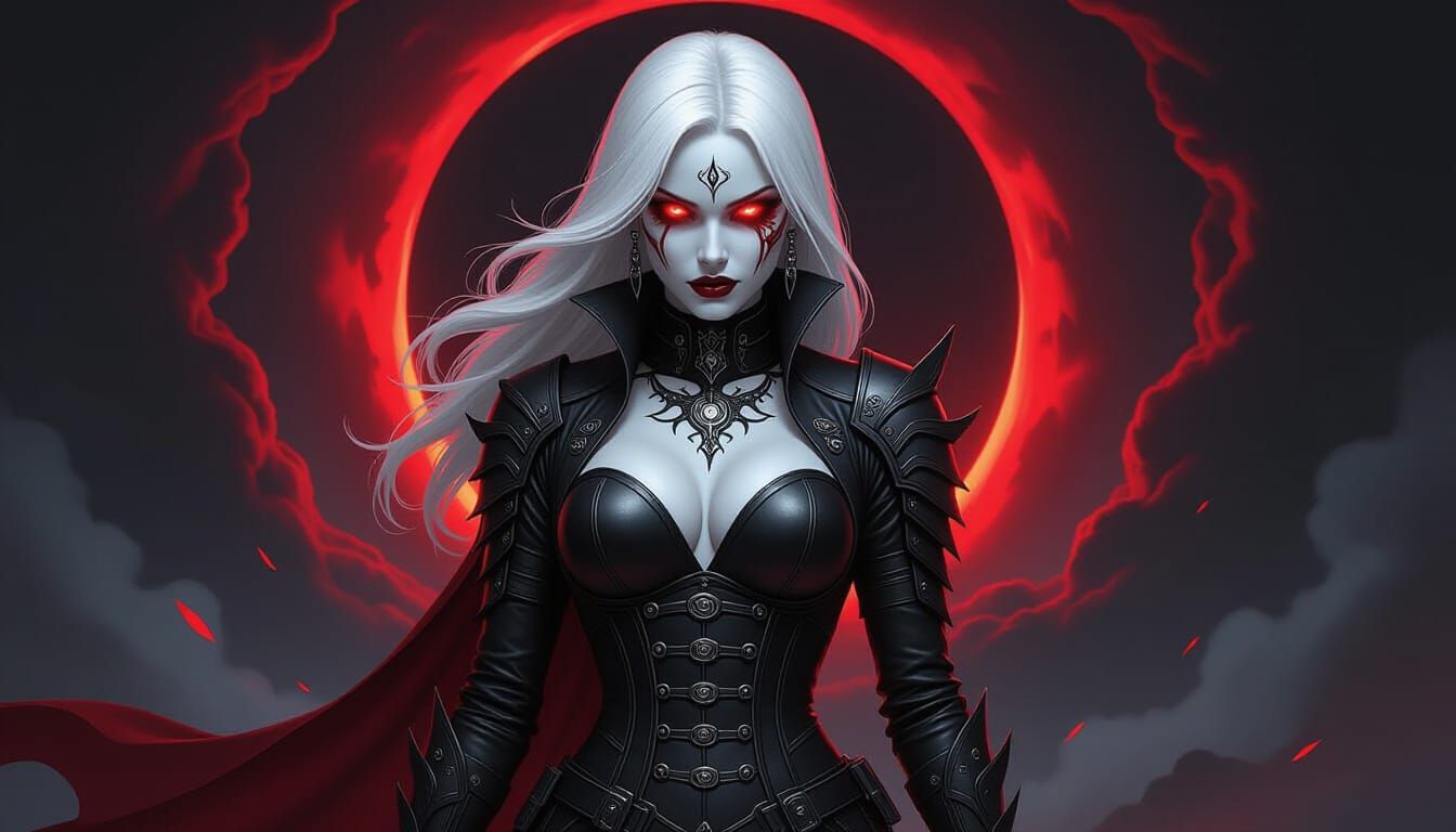 Albino Vampire Combatant in Dark Fantasy Style